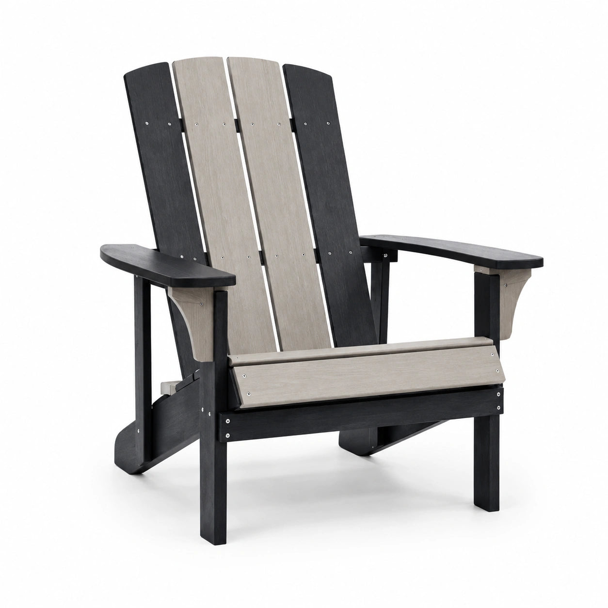 Adirondackstuhl Polyethylen Holzoptik Schwarz Grau 80x75x90 cm