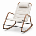 Schaukelstuhl mit Leinenbezug und Walnussholzrahmen Beige