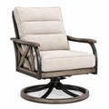 Metall- und Holz-Drehstuhl mit Polyesterkissen Beige
