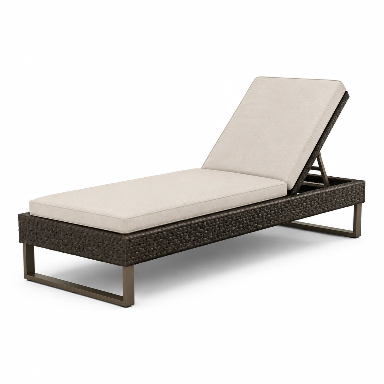 Gartenliege aus Aluminium mit Polyrattan und Polyesterkissen Beige