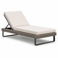 Verstellbare Gartenliege aus Stahl und Polyethylengeflecht mit Kissen Beige 195 cm