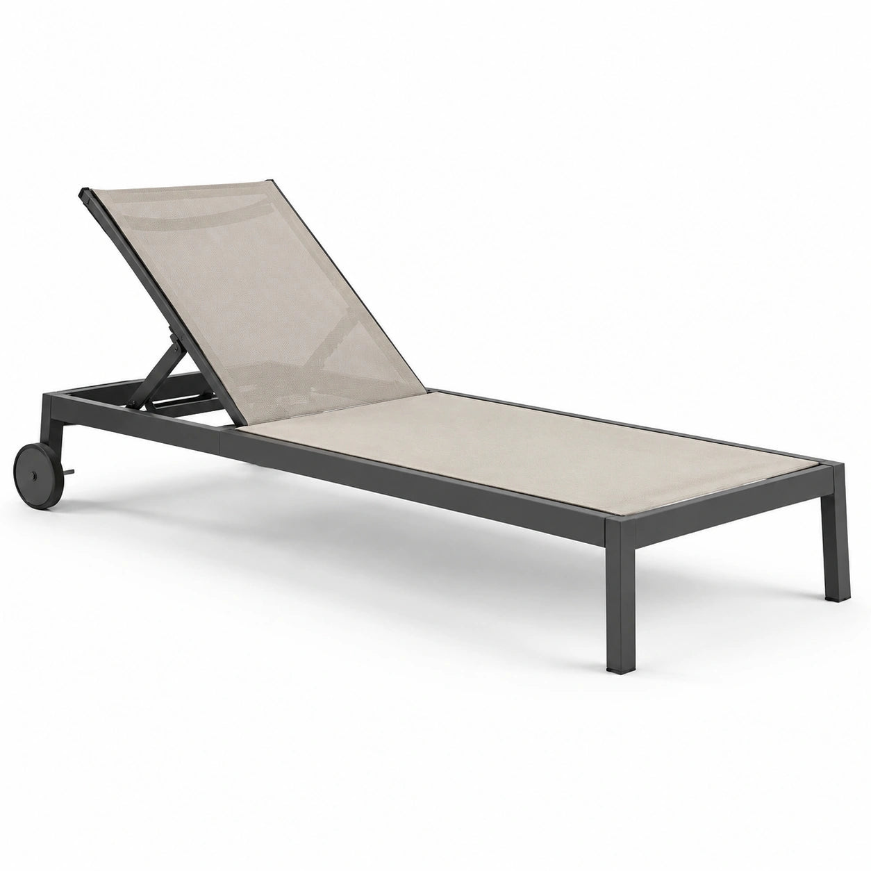 Aluminium Sonnenliege mit Textilene-Gewebe, Beige/Dunkelgrau