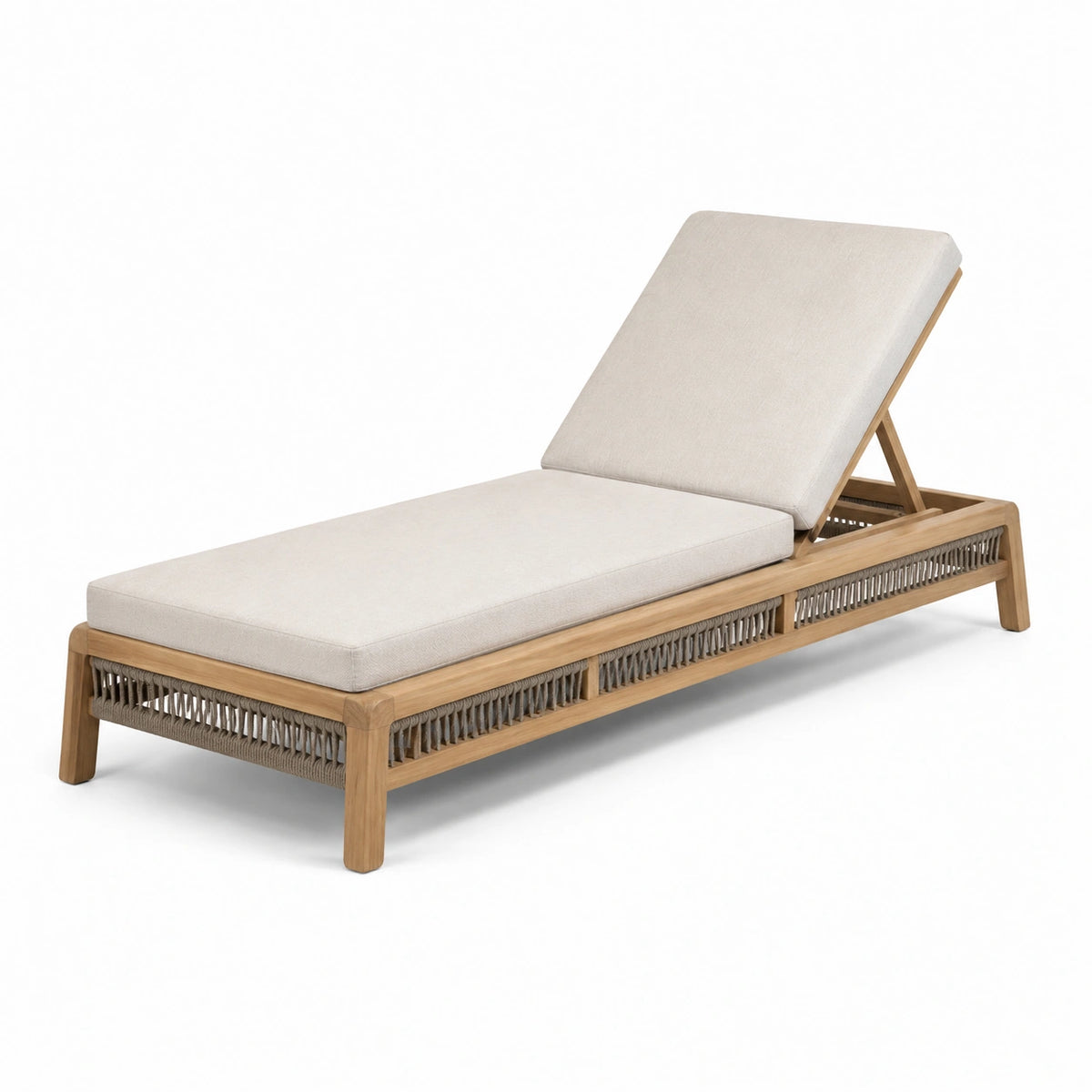 Gartenliege Teakholz Beige Verstellbar