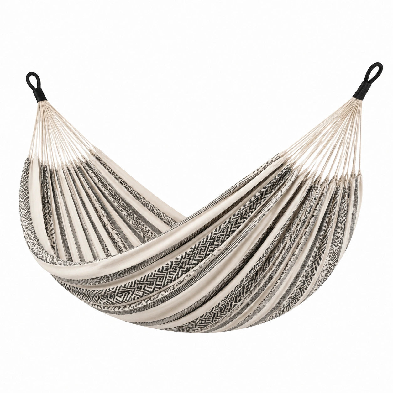 Baumwoll-Hängematte 200 cm x 150 cm Beige/Schwarz