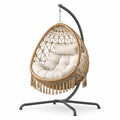 Rattan Hängesessel mit Stahlrahmen Beige