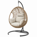 Hängesessel aus Rattan mit Stahlrahmen und Polyesterpolsterung Beige