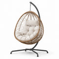 Hängesessel Rattan Stahl Beige Kissen 195 cm
