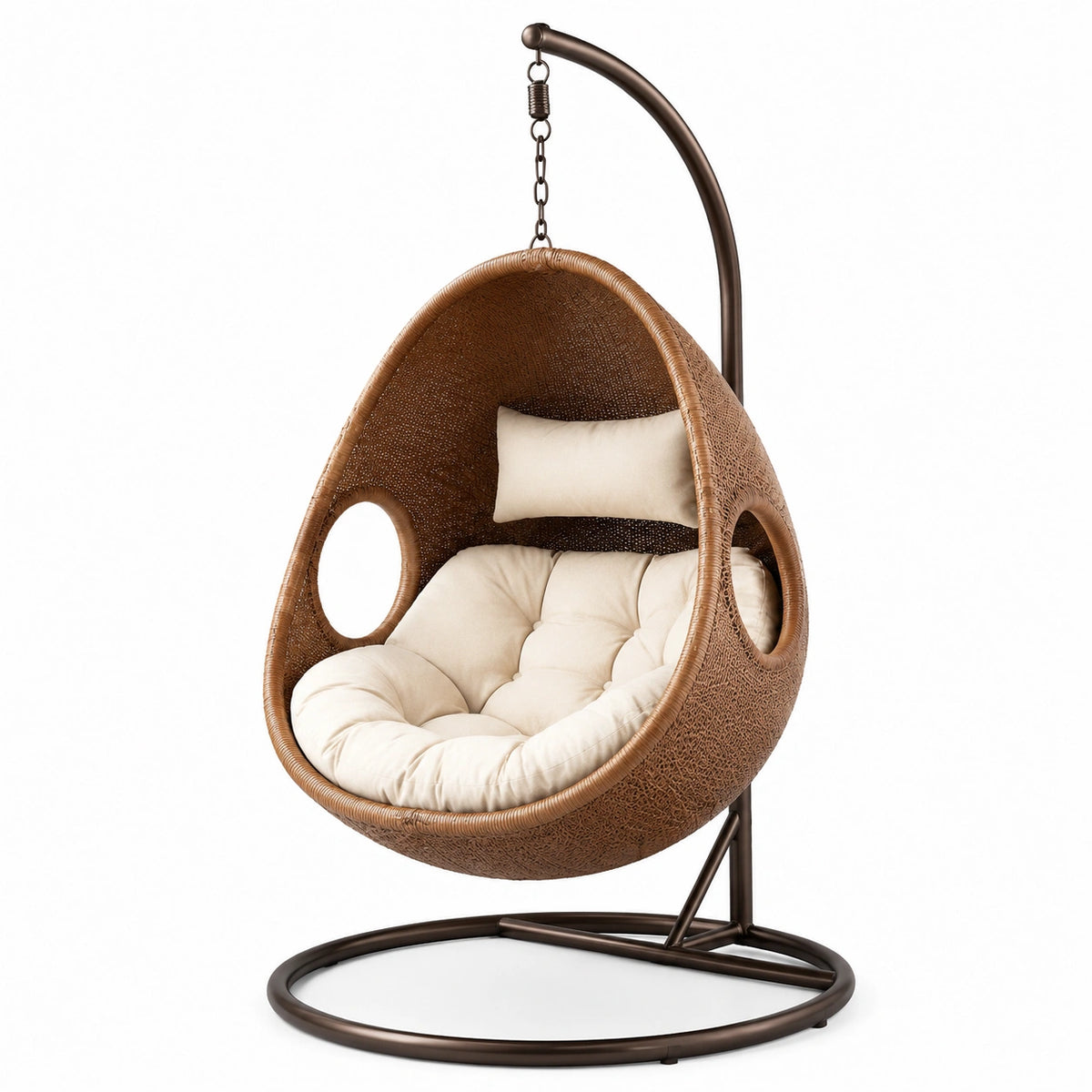 Hängesessel aus synthetischem Rattan mit Kissen Braun/Beige