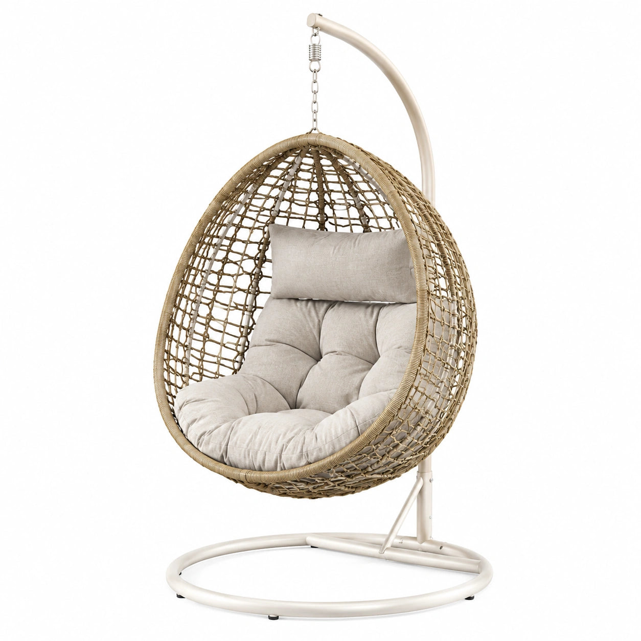 Hängesessel aus PE-Rattan mit Stahlrahmen Beige