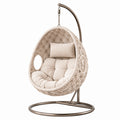 Hängesessel Ei-Form Stahl Rattan Beige