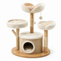 Katzenkratzbaum aus Holz, Sisal und Plüsch, Beige, 60x40x100cm