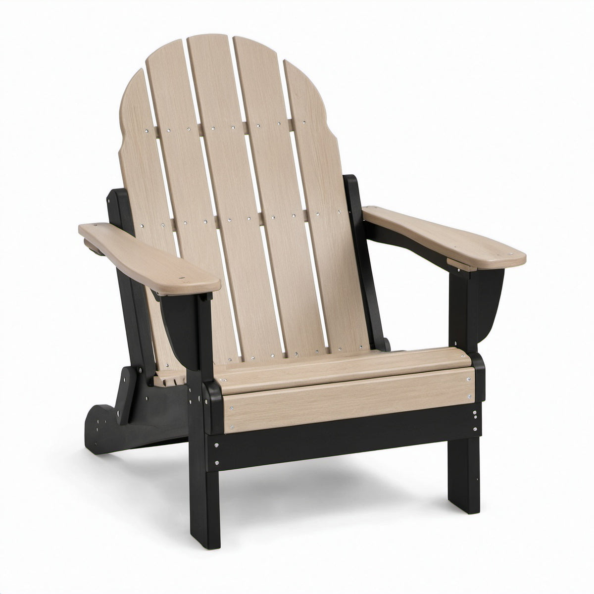 Adirondack Stuhl Holzoptik Kunststoff Schwarz/Natur 90x80x85 cm
