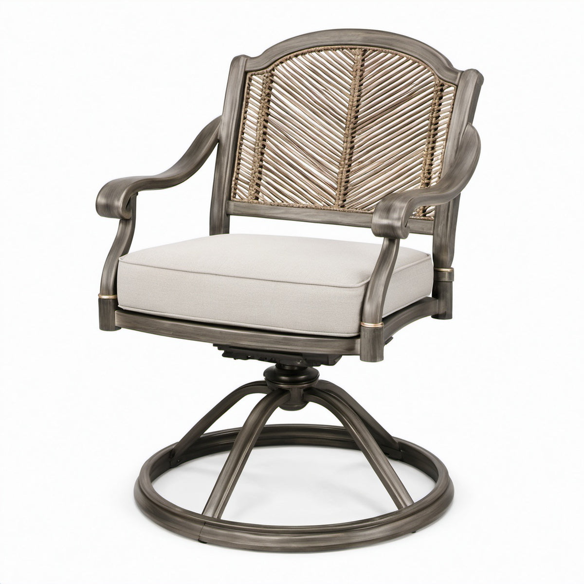 Drehsessel Holz Metall Rattan Beige