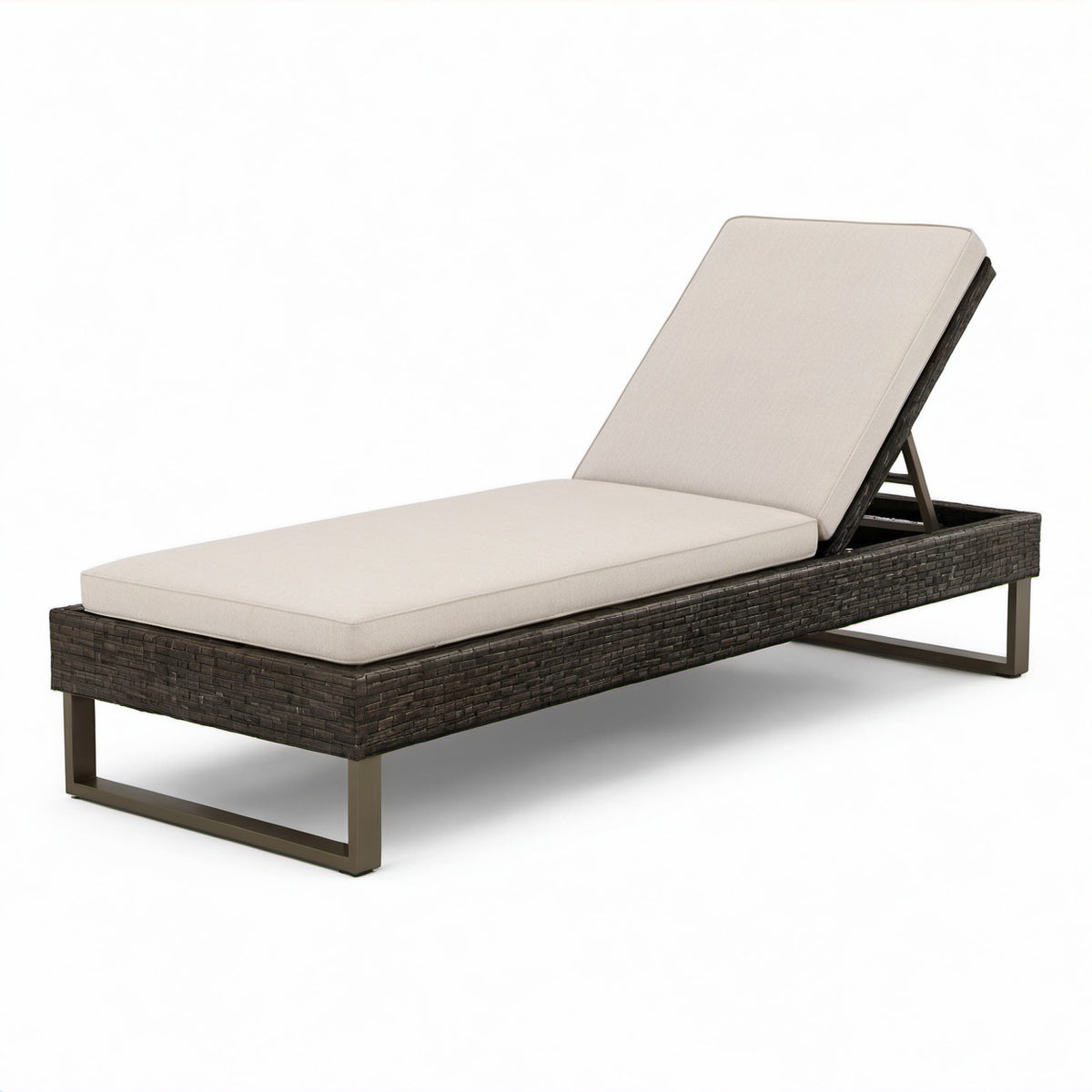 Gartenliege aus Aluminium mit Polyrattan und Polyesterkissen Beige