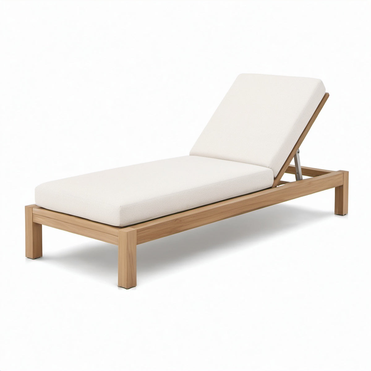 Gartenliege Teakholz verstellbar mit Polyesterkissen Creme 200cm