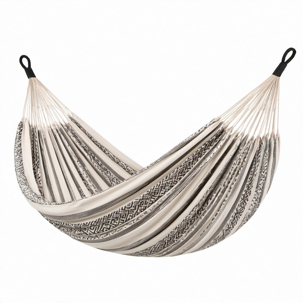 Baumwoll-Hängematte 200 cm x 150 cm Beige/Schwarz