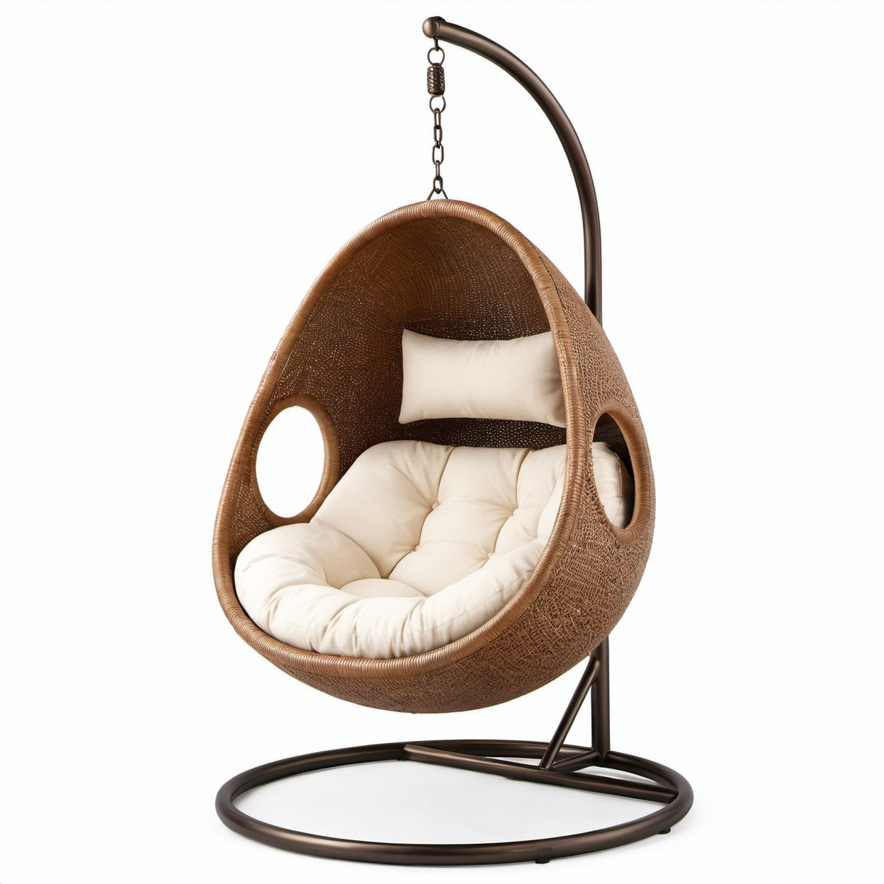 Hängesessel aus synthetischem Rattan mit Kissen Braun/Beige