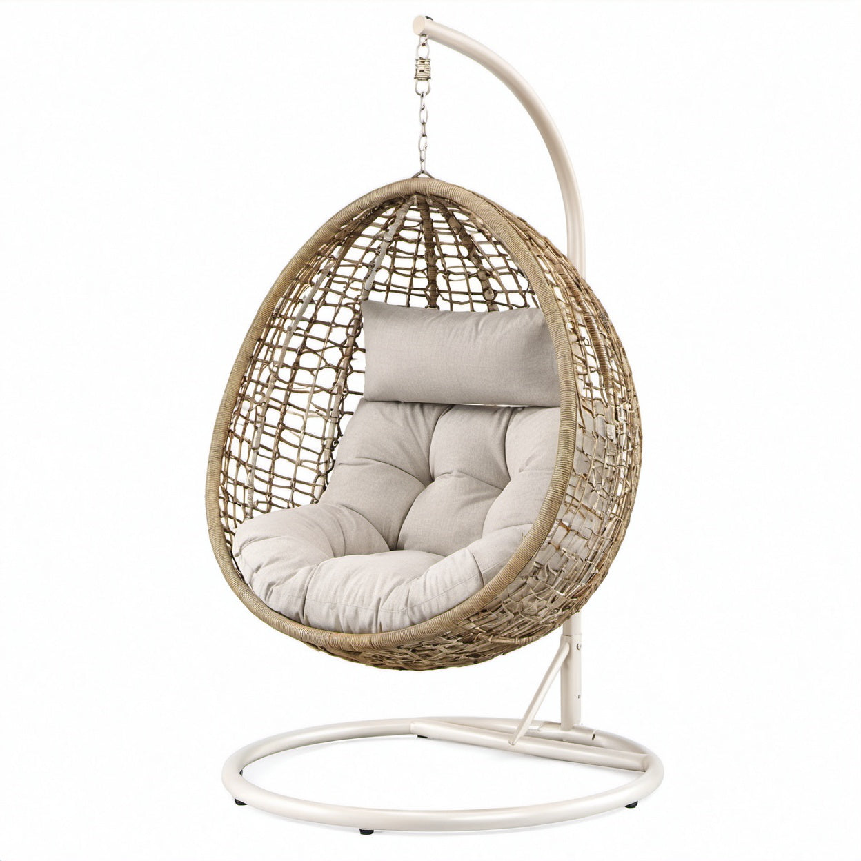 Hängesessel aus PE-Rattan mit Stahlrahmen Beige