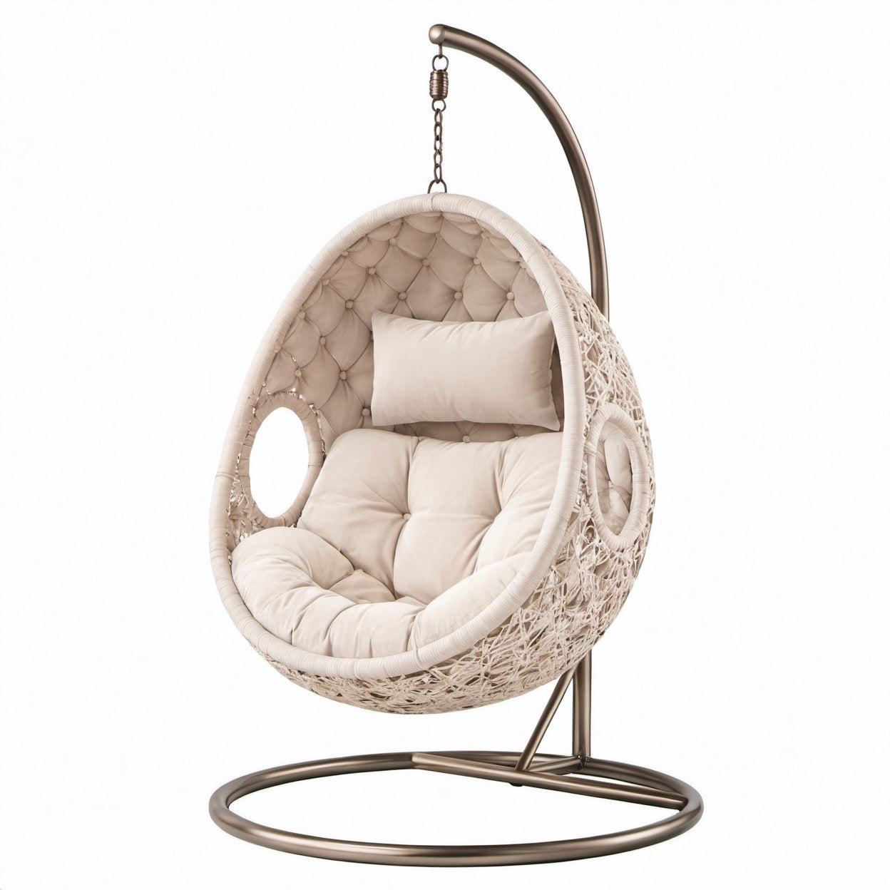 Hängesessel Ei-Form Stahl Rattan Beige